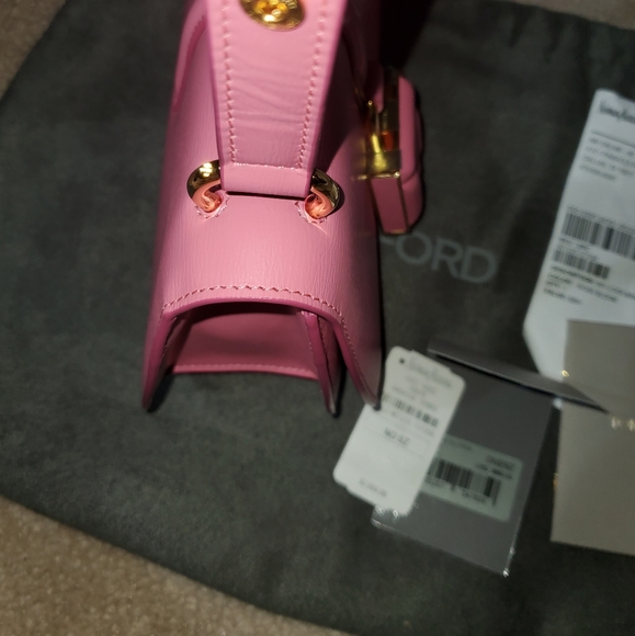 Authentic Tom Ford 001 Lock Mini Flap Shoulder Bag color Pink - Picture 12 of 13